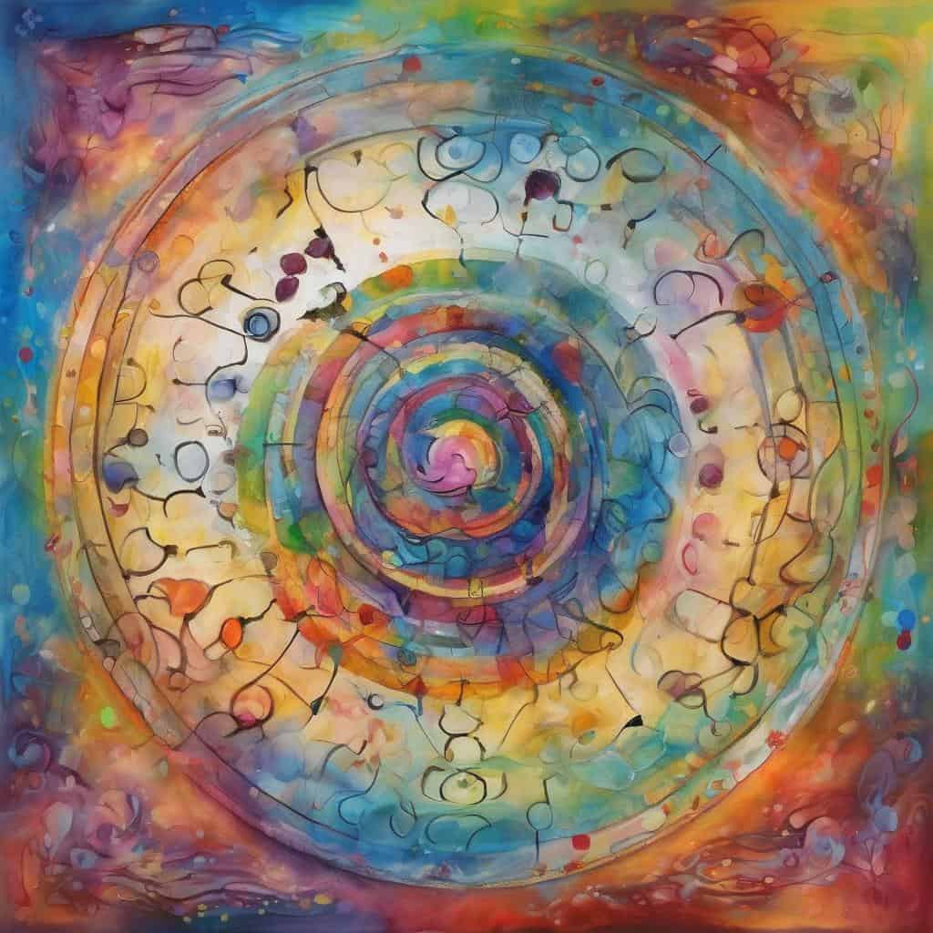 Ανθρώπινο μυαλό και καλλιτεχνική δημιουργικότητα με πολύχρωμο αφηρημένο σχέδιο.